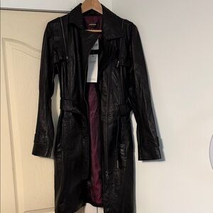 Danier Black Leather Trench Coat